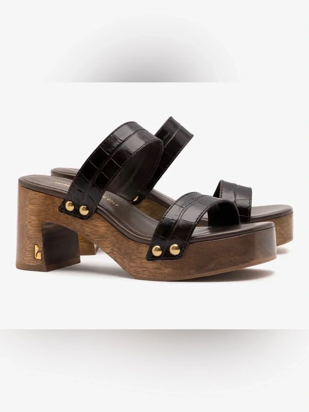 LARROUDÉ X KENNETH COLE: SANDAL DARK OAK CROCO LEATHER 7